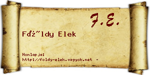 Földy Elek névjegykártya